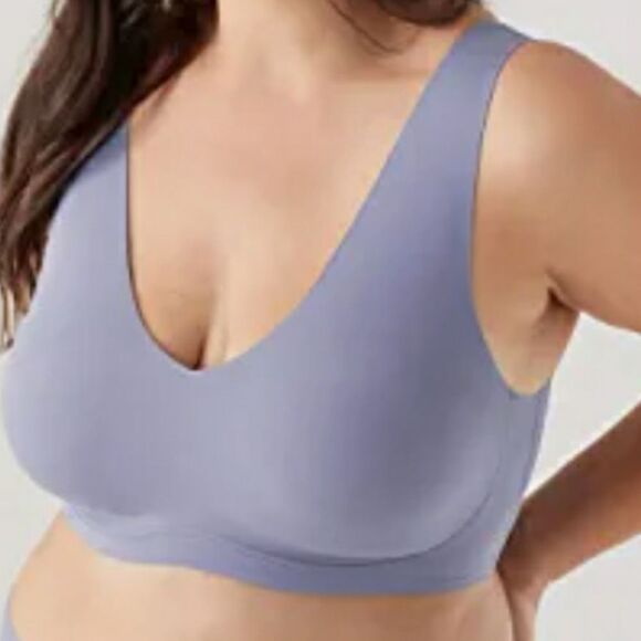 True & Co True Body Lift Full Cupl V-Neck Bralette Bra Blue Granite DD DDD - Picture 1 of 3